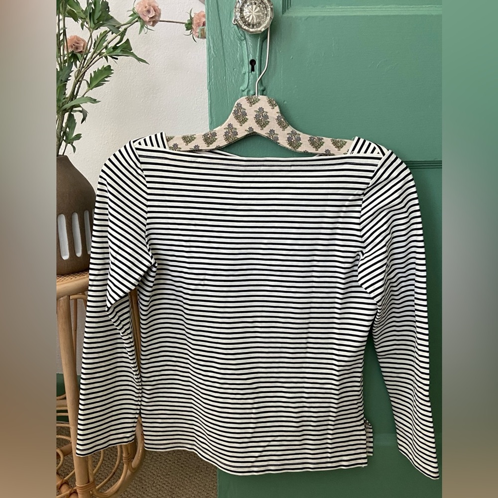 J. Crew Black and White Striped Long Sleeve Tee